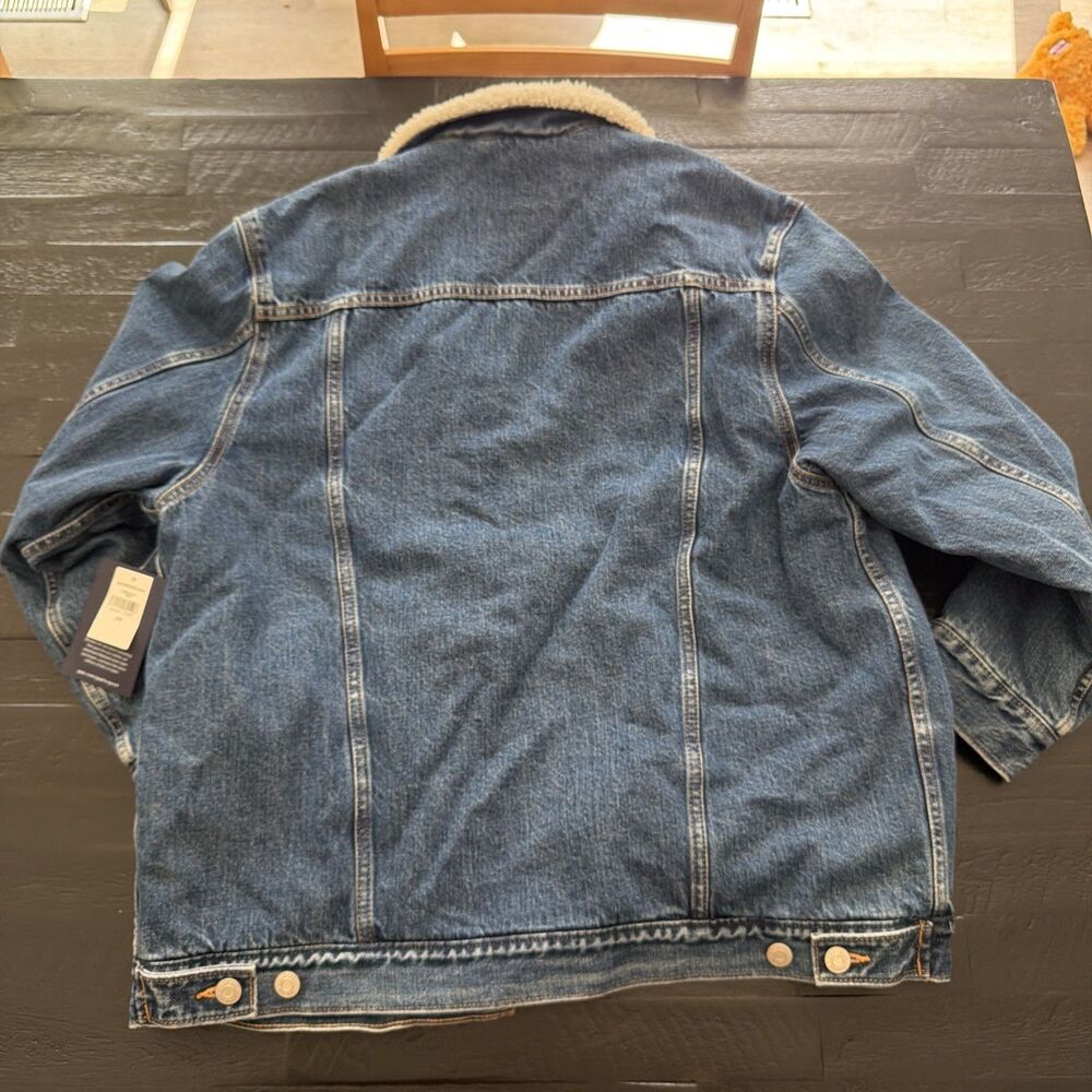 NWT GAP Men’s Sherpa-Lined Icon Denim Trucker Jacket Indigo XS Americana Western - Picture 6 of 6
